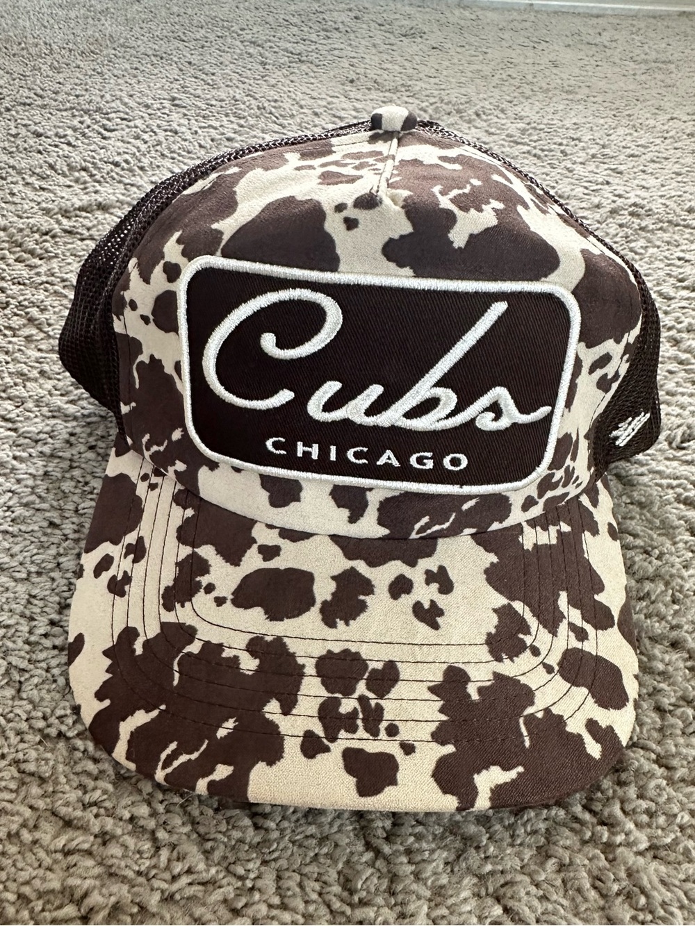 Chicago Cubs '47 Brand Logo Trucker Cap - tan and cream cow print